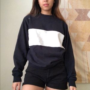 John Galt Navy Blue and White Crewneck Sweater